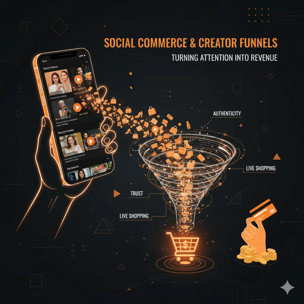 Visual guide on converting social attention into revenue through creator funnels. Key strategy employed by a digital marketing expert in Dubai